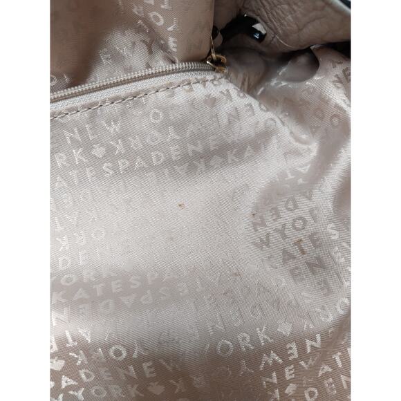 Kate Spade New York Black Gray Pebbled Laeather Flap Closure Drawstring Backpack